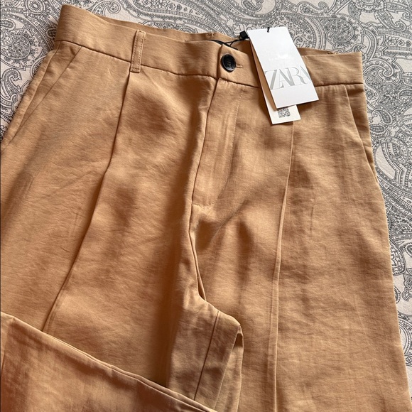 Zara Tall Wide Leg Trousers in Caramel Brown | High Waisted | Small - Picture 6 of 10